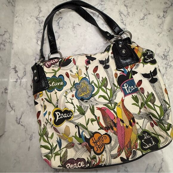The Sak "Peace & Nature" Canvas & Leather Shoulder Bag - Picture 1 of 5